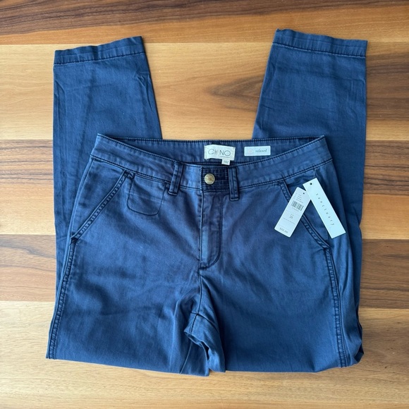 NWT Anthropologie Navy Relaxed Fit Chino Size 28 (US 6) - Picture 1 of 5